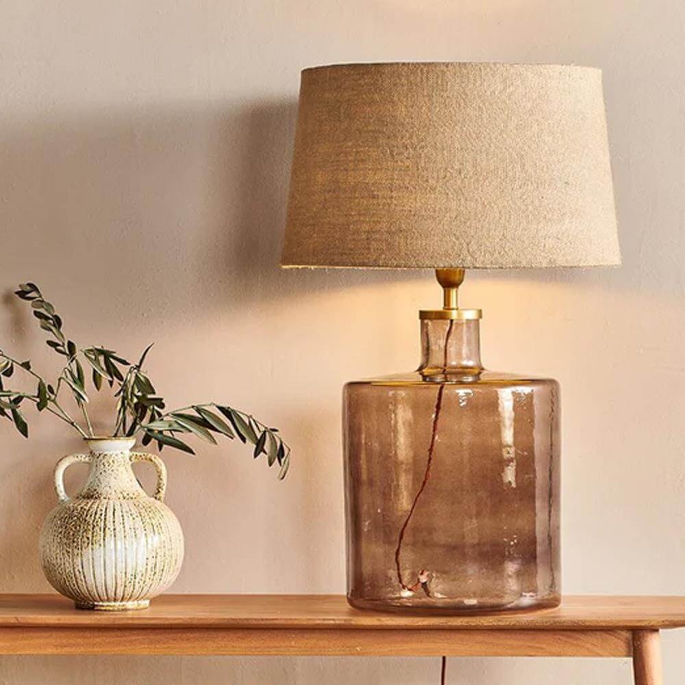 Nkuku Edina Recycled Glass Table Lamp Smoke Brown Large